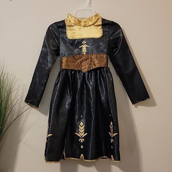 DISNEY FROZEN II ANNA BLACK AND GOLD GOWN COSTUME COSPLAY, SIZE 4-6X - Picture 1 of 7